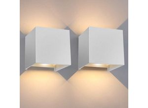 9114680758166 - Tolletour - swanew Applique murale led IP65 Lampe de couloir Extérieur étanche Lampe de couloir Lampe de salle de bain 7W Blanc Blanc chaud 2 pièces