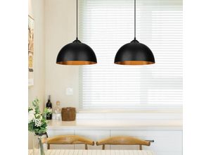 9114680759095 - Hengda - 2x Pendelleuchte Lampenschirm Pendelleuchte Hängelampe Industrial Decken-Lampe Schwarz-gold Pendellampe - schwarz