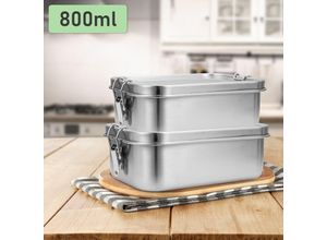 9114680762811 - Swanew - Edelstahl BrotdoseNachhaltige Lunchbox für Büro Schule Picknick2x 800ml - Silber