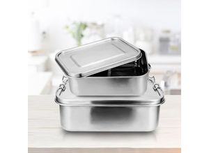 9114680762873 - Swanew - Edelstahl BrotdoseNachhaltige Lunchbox für Büro Schule Picknick800ml+1200ml - Silber