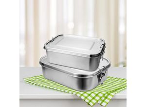 9114680762880 - Edelstahl BrotdoseNachhaltige Lunchbox für Büro Schule Picknick800ml+1400ml - Silber - Swanew