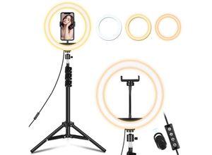 9114680763030 - SWANEW 10 Zoll LED Ringlicht Ringlichter mit 154cm Stativ Ringleuchte mit 3 Farbe und 10 Helligkeitsstufen für Make-up Live-Streaming YouTube Tiktok