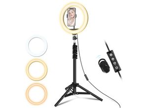 9114680821297 - Vingo 10 Zoll led Ringlicht Ringlichter mit 154cm Stativ Ringleuchte mit 3 Farbe und 10 Helligkeitsstufen für Make-up Live-Streaming YouTube Tiktok