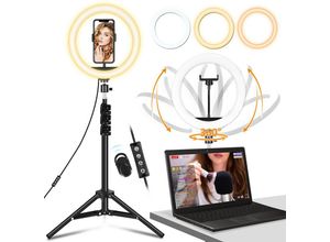 9114680821303 - Vingo - 10 Zoll led Ringlicht Ringlichter mit 154cm Stativ Ringleuchte mit 3 Farbe und 10 Helligkeitsstufen für Make-up Live-Streaming YouTube Tiktok