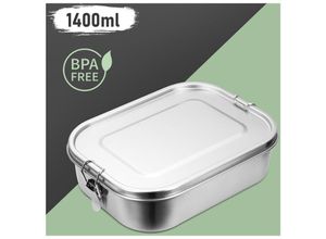 9114680989621 - Edelstahl BrotdoseNachhaltige Lunchbox für Büro Schule Picknick1400ml - Silber - Tolletour