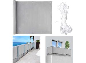 9114681000097 - Hengda - Balkonsichtschutz pvc Sichtschutz Balkon Balkonbespannung Windschutz Seitenmarkise Grau 600 x 75cm - Grau