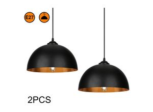 9114681000257 - Vingo - 2x led Pendelleuchte Pendellampe Esszimmer Lampenschirm Schwarz-gold Hängelampe