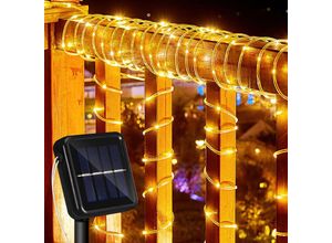 9114681016395 - 12 m Solar Lichterkette Lichtschlauch led Lichterkette 8 Lichtmodi Party Garten Innen Außen Deko Weihnachtsbeleuchtung - Warmweiß - Vingo