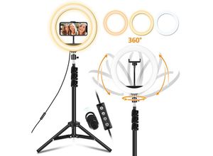 9114681017385 - Vingo - 10 Fuelllicht Ringlicht Zusatzlicht LED-Licht Faltlicht fuer Fotografie Live-Stream Make-up YouTube-Video mit Stativ Stand Remote Shutter