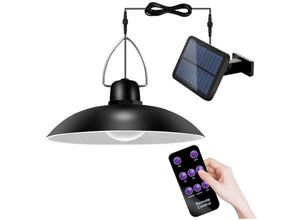 9114681025090 - Außen Solarlampe Solar Pendelleuchte IP65 Wasserdichte Garten Hängelampe Fernbedienung Warmweiß - Schwarz - Vingo