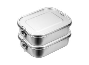 9114681074692 - Lunchbox Lunchbox Edelstahl auslaufsicher Herausnehmbaren Trennwand Lunch-Boxen Leicht zu ReinigenRobusten und kunststofffreien bento box2x 800ml