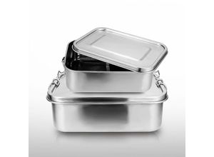 9114681074777 - Lunchbox Lunchbox Edelstahl auslaufsicher Herausnehmbaren Trennwand Lunch-Boxen Leicht zu ReinigenRobusten und kunststofffreien bento box1200ml+