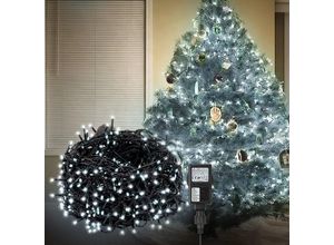 9114681101527 - Swanew - 10M 100 led Lichterkette für Weihnachtsbaum Kaltweiße dunkelgrün Kupferdraht mit 8 Programmen LEDs für innen und außen IP44