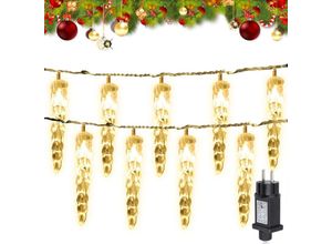 9114681103859 - SWANEW 10m Guirlande Noel Exterieur 40 LED Lumières de Stalactite Glaçons Guirlande Lumineuse blanc chaud avec 8 Modes Déclairage IP44 étanche