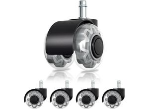 9114681112929 - Swanew - 10 Stuhlrollen Bürostuhlrollen360 Grad Drehung kratzerfreifür Bürostuhl Gaming-Stuhl - Schwarz