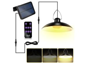 9114681134464 - Außen Solarlampe Solar Pendelleuchte IP65 Wasserdichte Garten Hängelampe Fernbedienung Warmweiß - Schwarz