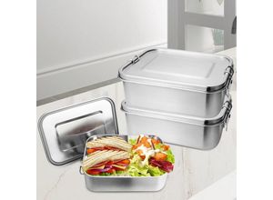 9114681135256 - Lunchbox Lunchbox Edelstahl auslaufsicher Herausnehmbaren Trennwand Lunch-Boxen Leicht zu ReinigenRobusten und kunststofffreien bento box2x 800ml