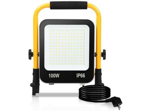 9114681135447 - Tolletour - Fluter Stativ Außenbereich led Fluter Flutlicht mit Stecker Baustrahler Scheinwerfer Kaltweiß 100W IP66 - grau
