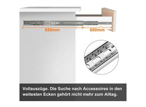 9114681147587 - Tolletour - Schubladenführungen Schubladenschienen Auszüge Schiene 45mm Schiene schmal Vollauszug 650mm 4 Stück - Silber