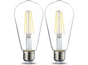 9114945467802 - Memkey - Set mit 2 Vintage-LED-Lampen Edison-Sockel E27 ST64 6 w transparentes Filament nicht dimmbar [Energieklasse e]