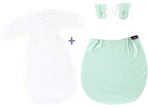 9120064856731 - Babyschlafsack TRÄUMELAND Set Pünktchen mint Gr 68 74 umlaufender Reißverschluss grün (mint) Baby Schlafsäcke Babyschlafsäcke