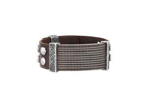 9120098050389 - Armband SEVEN-24 Edelstahl mit braunem Leder Armbänder Gr 245cm Edelstahl braun Herren Armbänder