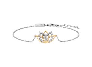 9120120092431 - Armband 925 - Sterling Silber rhodiniert teils vergoldet Lotusblüte Zirkonia