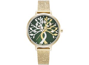 9120120092691 - Quarzuhr JULIE JULSEN Tree of Love Gold Emerald JJW1455YGME Armbanduhren goldfarben Damen Armbanduhr Damenuhr Lebensbaum Zirkonia Mineralglas