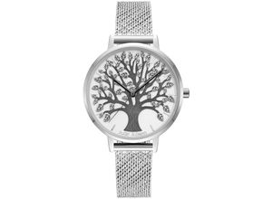 9120120092714 - Quarzuhr JULIE JULSEN Tree of Life Silver JJW1277SME Armbanduhren silberfarben Damen Quarzuhren Armbanduhr Damenuhr PVD-beschichtet Mineralglas