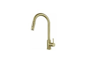 9122943318354 - Küchenarmatur aus gebürstetem Gold warmer und kalter ausziehbarer Gemüsewaschbecken-Wasserhahn Spülbecken-Wasserhahn aus Edelstahl 304