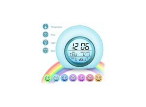 9122943319160 - Amirror Smart Ug - Digitaler Kinderwecker 7 Farben Kinderwecker mit Kalender und Thermometer Kreativuhr Runder Wecker mit LED-Nachtlicht für Kinder