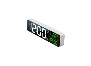 9122943390466 - Digitaler Wecker LED-Wecker digitale Spiegel-Wanduhr große Ziffern-Tischuhr mit Datums- und Temperaturanzeige USB-Digitalwecker einstellbare