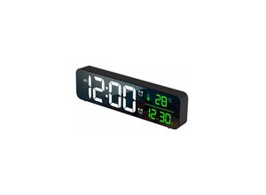 9122943391333 - Digitaler Wecker LED-Wecker digitale Spiegel-Wanduhr große Ziffern Tischuhr mit Datums- und Temperaturanzeige USB-Digitalwecker einstellbare