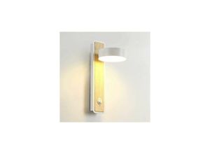 9122943394303 - Amirror Smart Ug - LED-Wandleuchte moderne Wandleuchte für den Innenbereich mit Druckknopfschalter Wandleuchte aus massivem Holz drehbar um 350