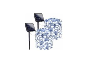 9122943396444 - Amirror Smart Ug - 2er-Pack 200 LED-Solar-Lichterketten wasserdichter Kupferdraht 8 Beleuchtungsmodi Solar-Weihnachtslichter für Garten Terrasse