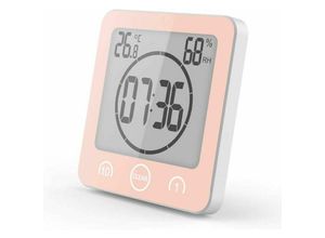 9130872146221 - Tovbmup - Badezimmeruhr Timer Wasserdichtes Badezimmerthermometer Hygrometer Badezimmer Make-up Küche (Pink) (