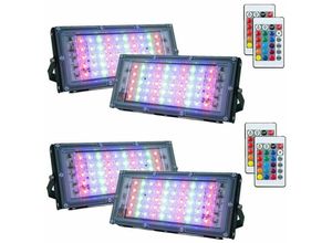 9130872150174 - 4er-Pack Dimmbares RGB-LED-Flutlicht für den Auenbereich IP66 wasserdicht mit Fernbedienung 16 Farben 4 Beleuchtungsmodi für den Auenbereich den