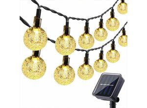 9130872248949 - Solarbetriebene 30 led warmweiße Kristall-Lichterketten für den Außenbereich 8 Modi IP65 wasserdicht für Garten Baum Terrasse Weihnachten