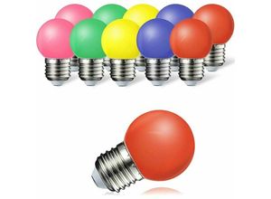 9130872249892 - Tovbmup - 10 Stück E27 led Farblampe 1W Bunte Glühbirne 100LM Energiesparlampe Farblampe 360° Winkel Rot Gelb Blau Grün und Pink [Energieklasse a]