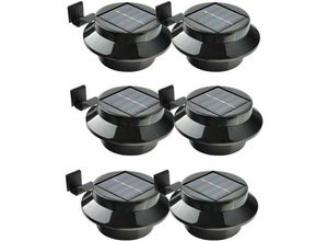 9130872250843 - Tovbmup - 6er-Pack Solarbetriebene LED-Rinnenleuchten Zaun Dach Dachrinne Garten Hof Wand Schwarz