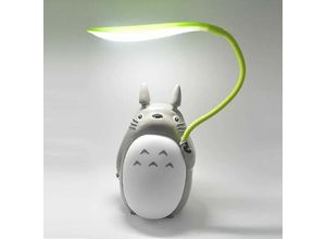 9130872250980 - Tovbmup - Cartoon Totoro USB-Lade-Schreibtischlampe kreatives Nachtlicht mit doppeltem Verwendungszweck (Chinchilla White Belly)