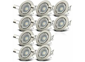 9130872255992 - Tovbmup - Verstellbarer LED-Einbaustrahler 6er-Set   10er-Set Strahler nickel-matt Deckeneinbaustrahler GU10