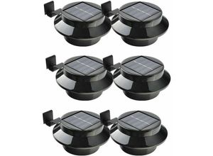 9130872256142 - Tovbmup - 6er Pack led Solarbetriebene Dachrinnenbeleuchtung Zaun Dachrinne Garten Hof Wand Schwarz