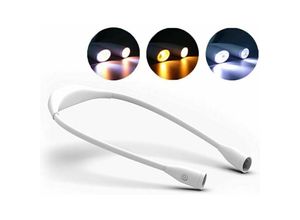 9130872256951 - Weißes Nackenlicht zum Lesen 4 LED-Perlen 1000mAh usb wiederaufladbar Stufenlos dimmbar Hug Leselicht mit 3 Leuchtmodi Freihändiges Buchlicht zum