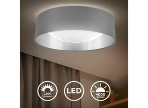 9130872257767 - Silbergraue Deckenleuchte integrierte 18W LED-Platte Deckenbeleuchtung Schlafzimmer Flur Flur Stoffaufhängung Ø40cm 2200lm neutralweißes Licht