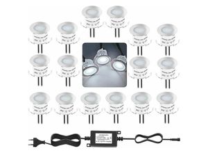 9130872259662 - Set mit 16 Mini-LED-Einbaustrahlern für den Außenbereich IP67 wasserdicht Tageslichtweiß 4000 k Stehlampe 32 mm 06 w DC12 v Außenbeleuchtung