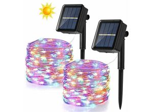 9130872260200 - Outdoor Solar Girlanden 10m 120 led Bunte Weihnachtsgirlanden Outdoor Girlands Solar Kupferfaden 8 Wasserdichte Modi Inneren Sterne Für