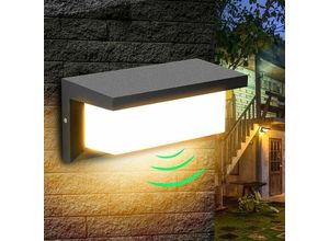 9130872261108 - Tovbmup - 18W led Outdoor Wandleuchte mit modernem wasserdichtem Bewegungsdetektor 3000K im Freien warme weiße LED-Lampe IP65 wasserdicht 1260lm