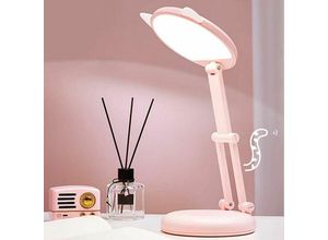 9130872303143 - LED-Lampe Kinder-Schreibtischlampe Katzenohr-Rosa-Mädchen-Nachttischlampe Tischlampen einstellbare Helligkeit Kinder-Schreibtischlampe