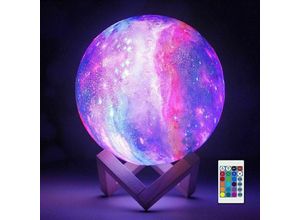 9130872304966 - Mondlampe Lavalampe Nachtlicht Galaxy Lampe 16 LED-Farben mit Holzständer & Fernbedienung Touch-Steuerung und wiederaufladbare USB-Geschenke für